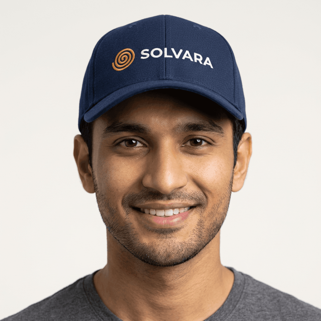 Custom embroidered cap manufactured in Karachi, worn by a model