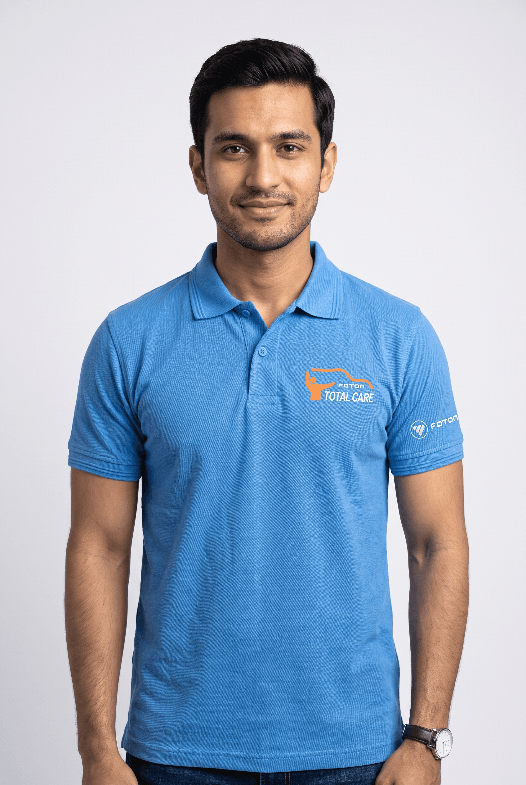 Corporate polo shirt with embroidered logo, manufactured in Karachi