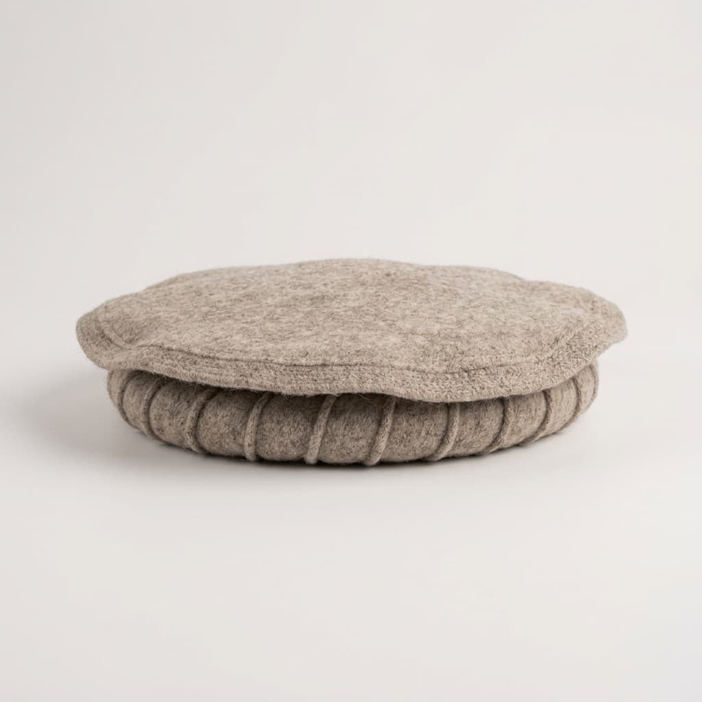 Beige wool felt topi, folded