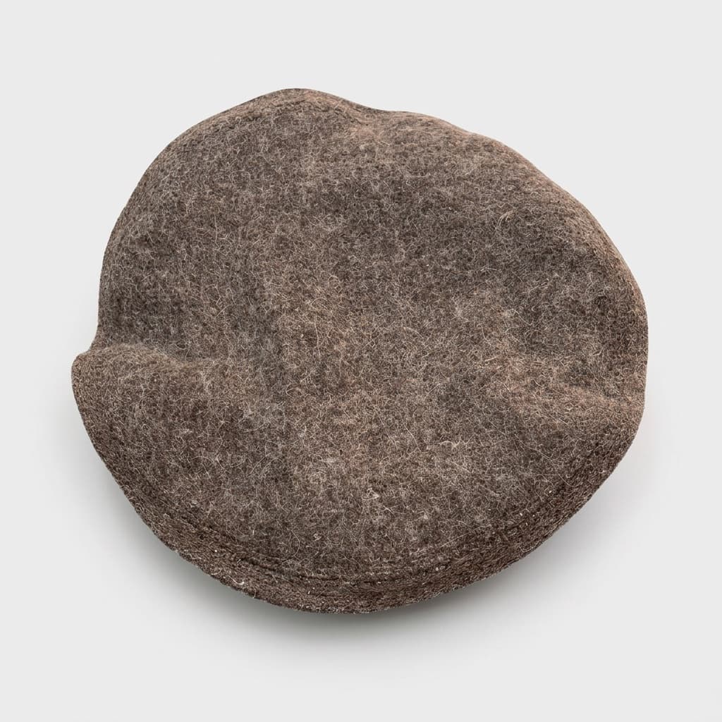 Brown wool felt topi
