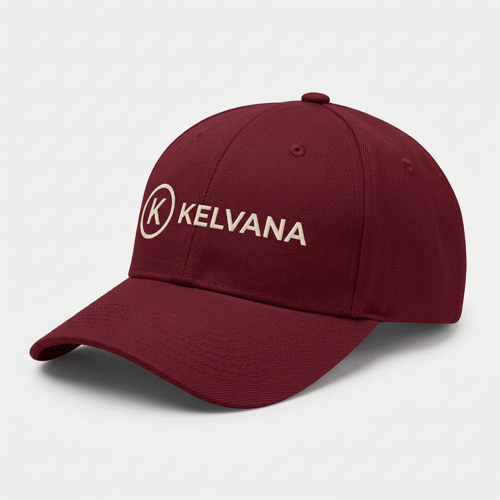 Embroidered cap in maroon with a cream monogram logo