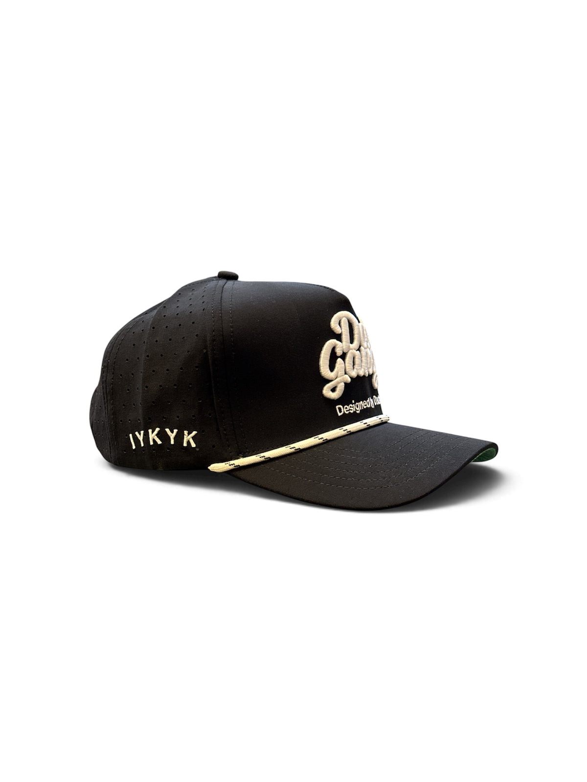 Black Rope Script Cap - side/back view