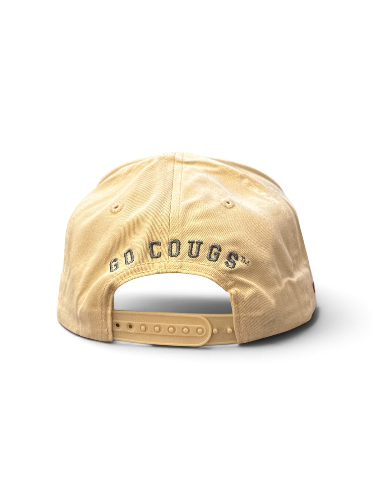 Cream & Crimson Script Cap - side/back view