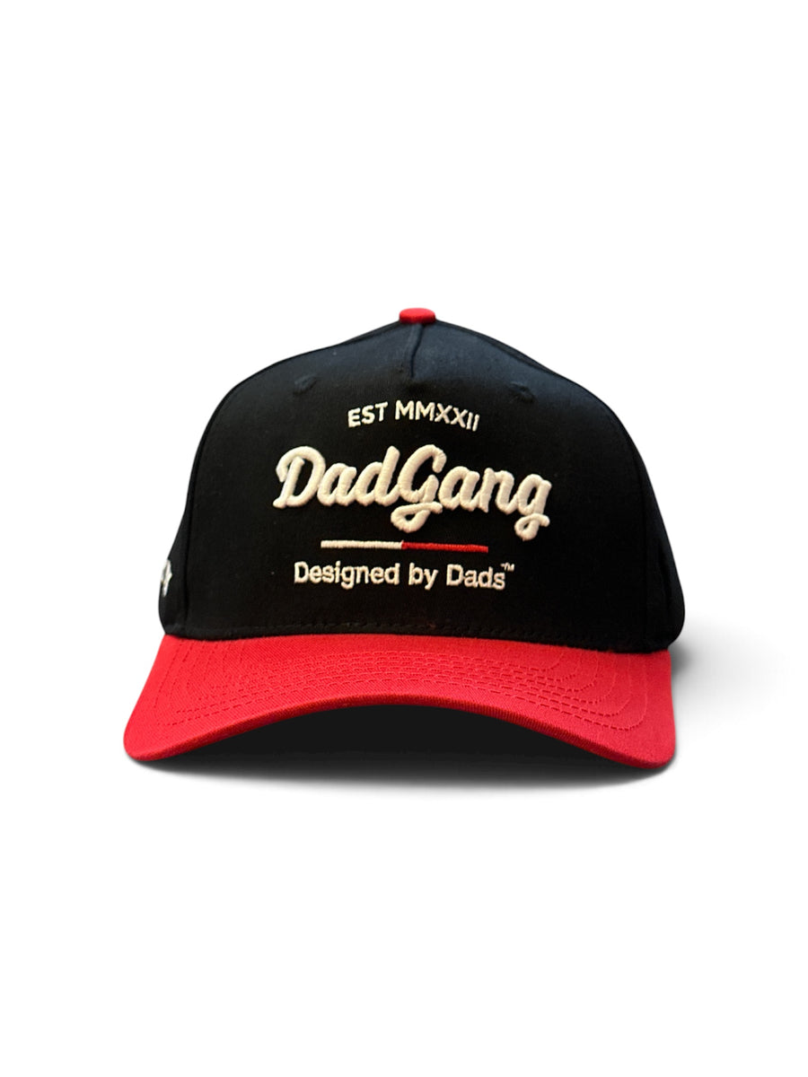 Black & Red Arch-Script Cap