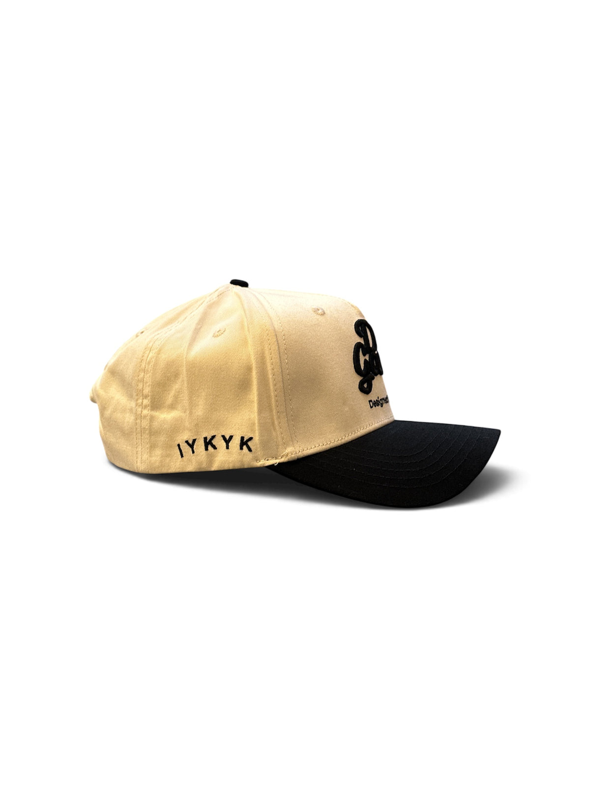 Cream & Black Script Cap - side/back view