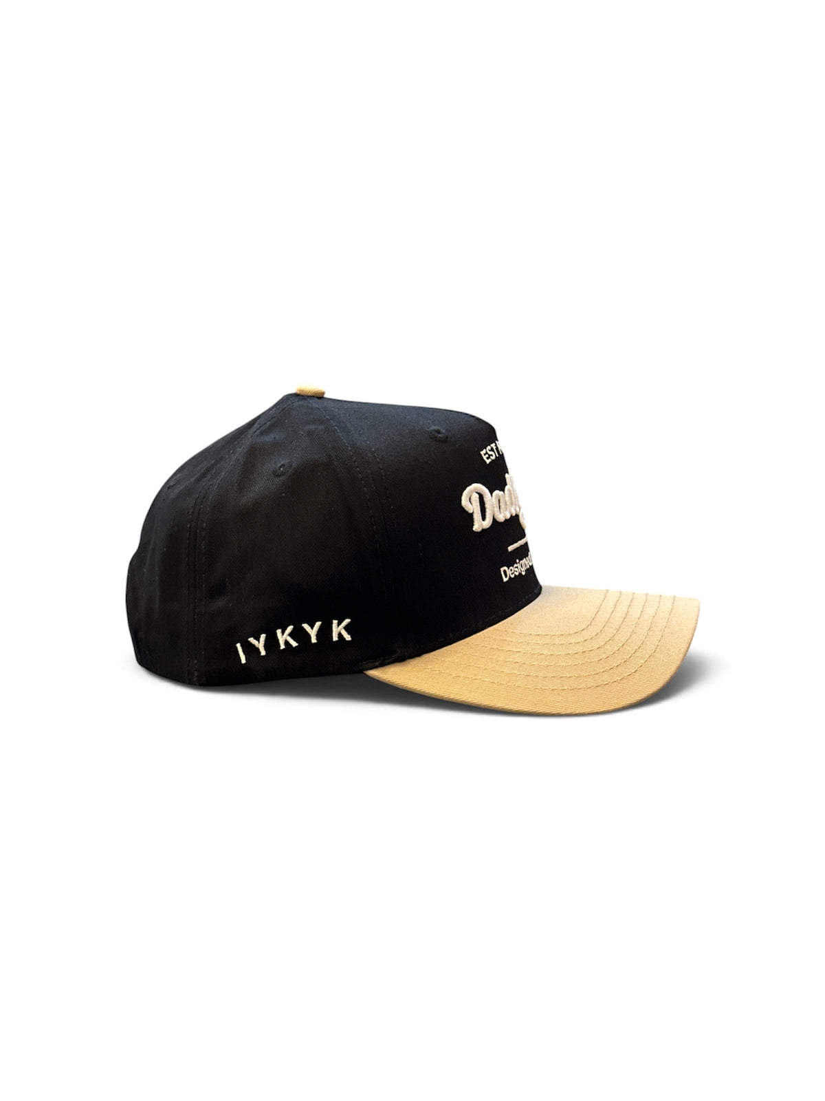 Black & Sand Arch-Script Cap - side/back view