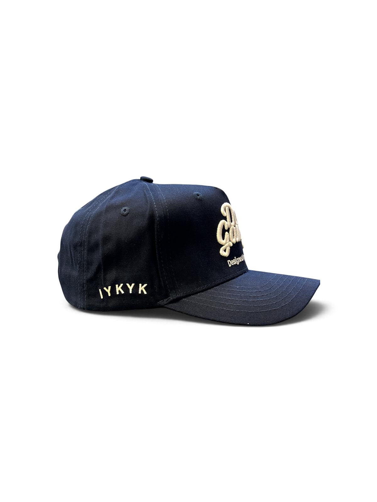 Navy Script Cap - side/back view