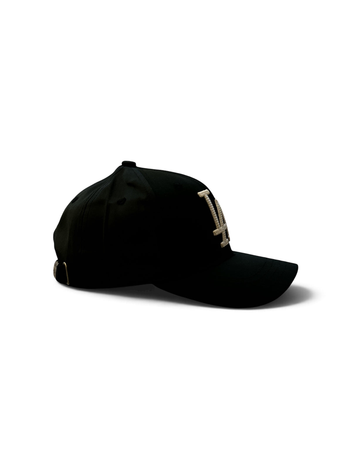 Black Stacked-Letter Cap - side/back view