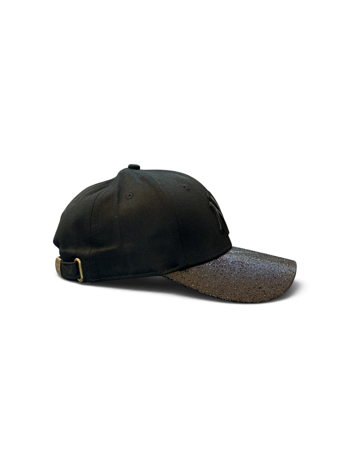 Black Glitter-Brim Cap - side/back view