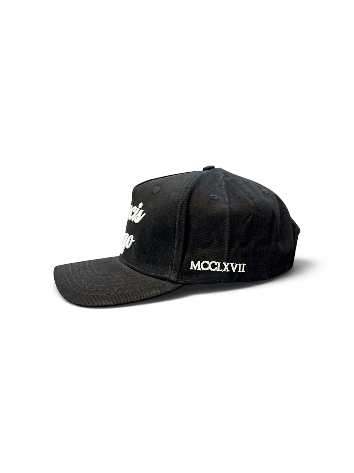 Black Cursive Cap - side/back view
