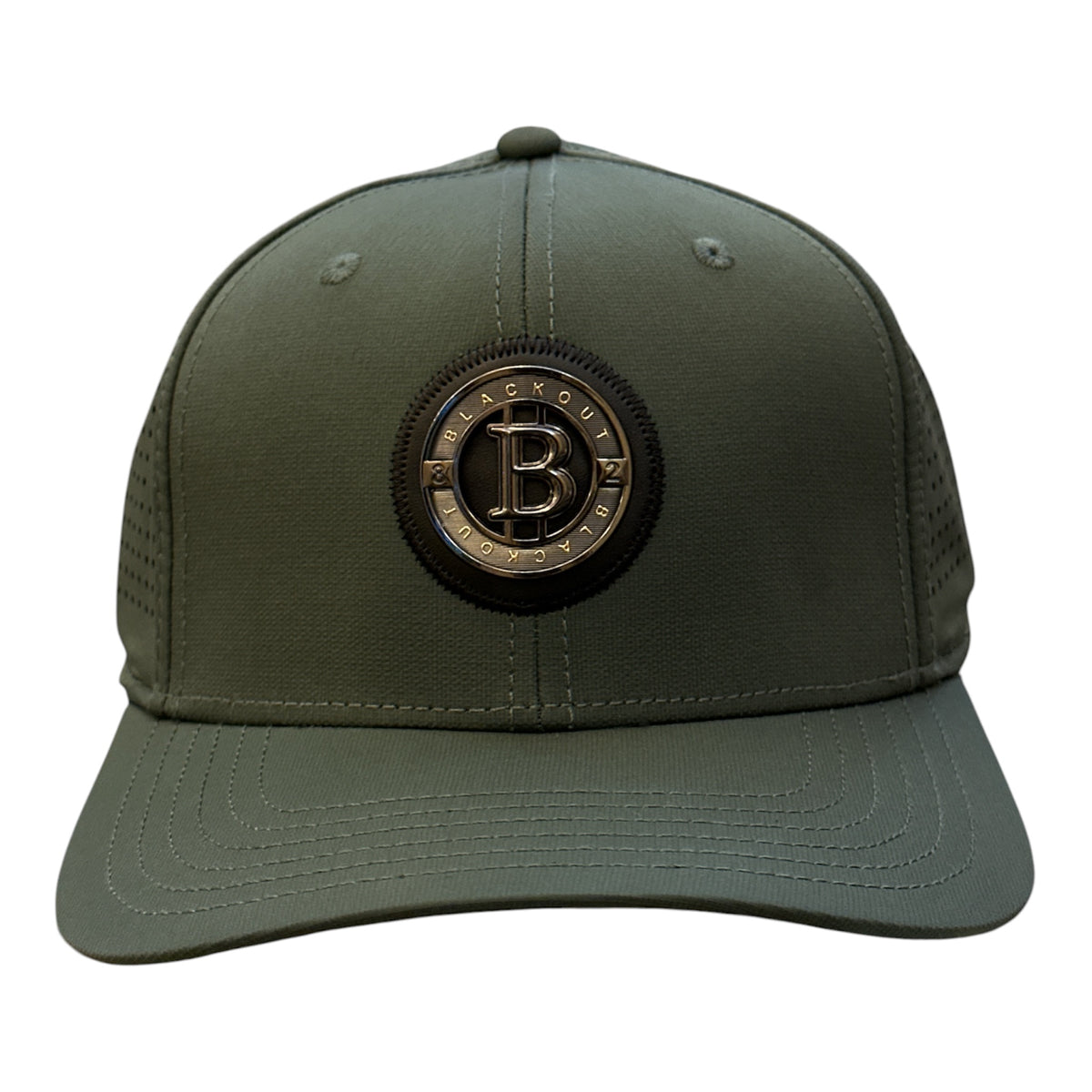 Olive Metal-Medallion Cap - front