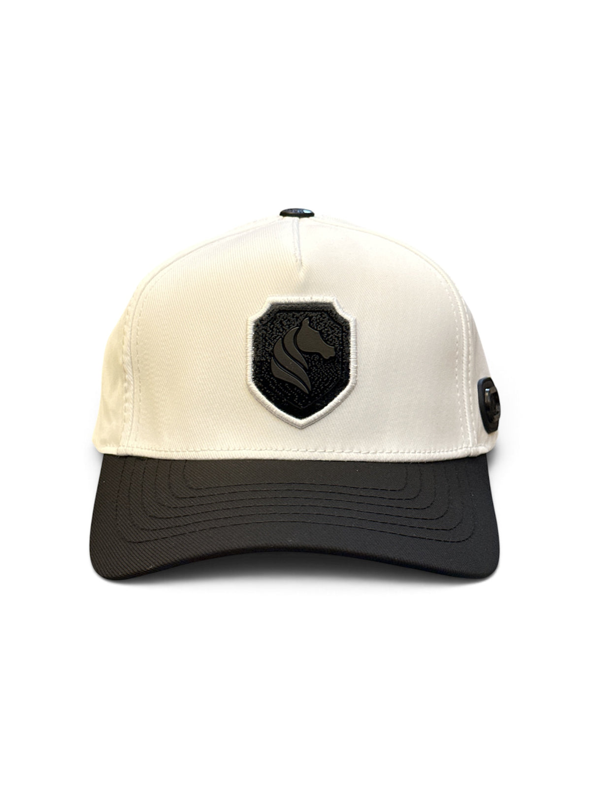 Ivory & Black Shield Cap - front