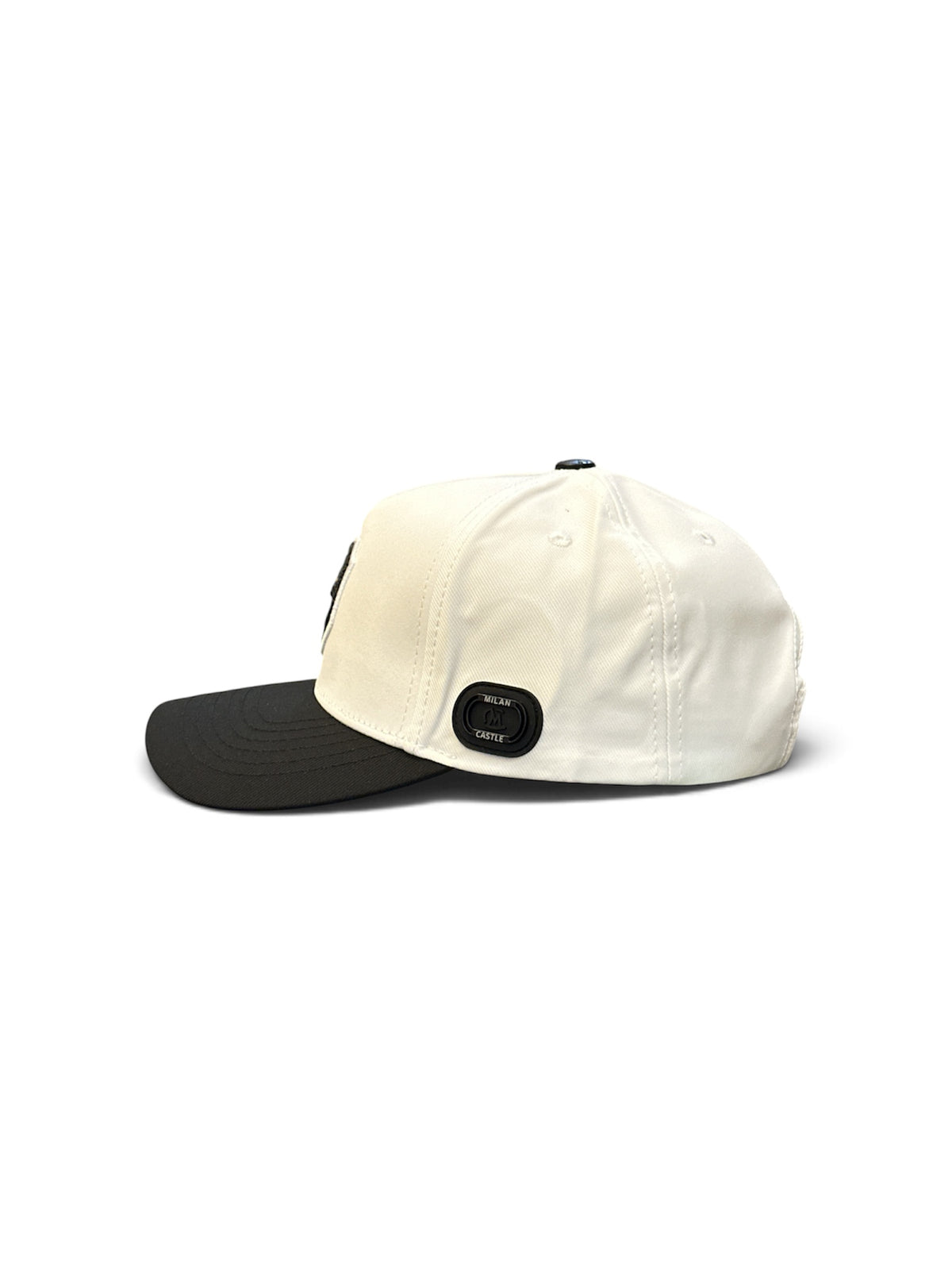 Ivory & Black Shield Cap - side/back view
