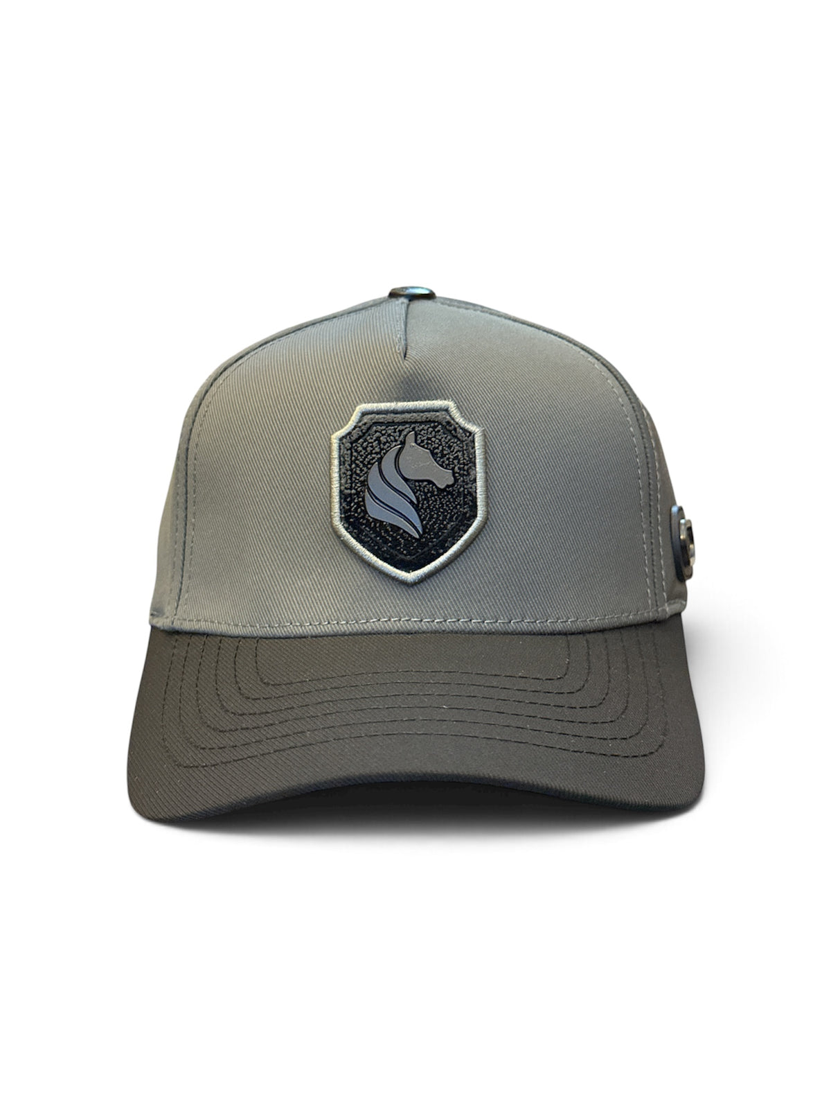 Grey & Charcoal Shield Cap - front