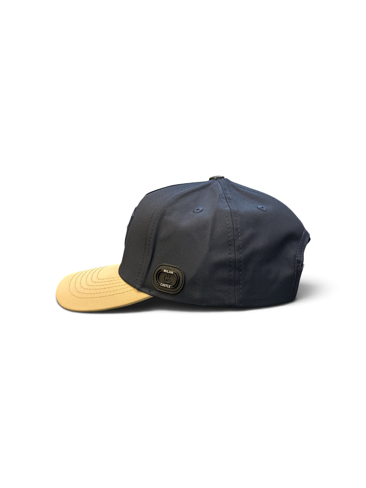 Navy & Sand Shield Cap - side/back view