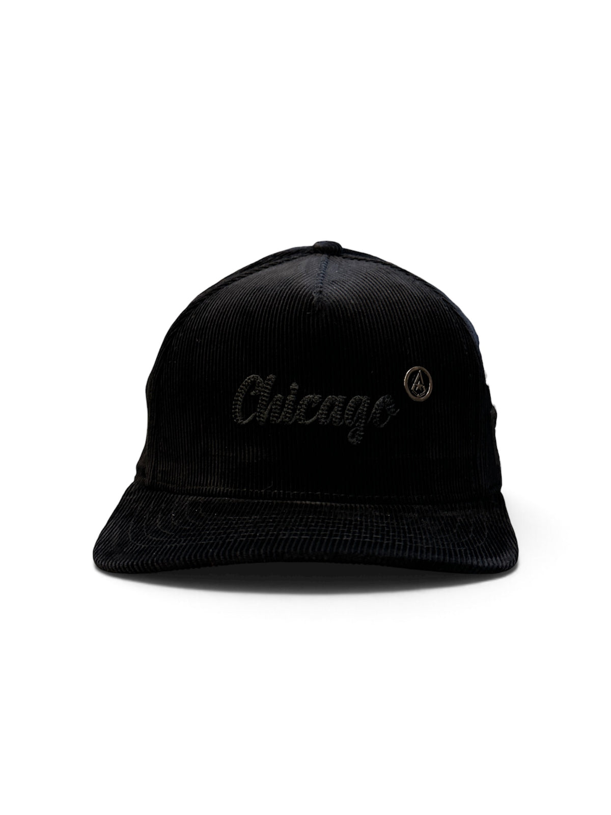 Black Corduroy Script Cap - front