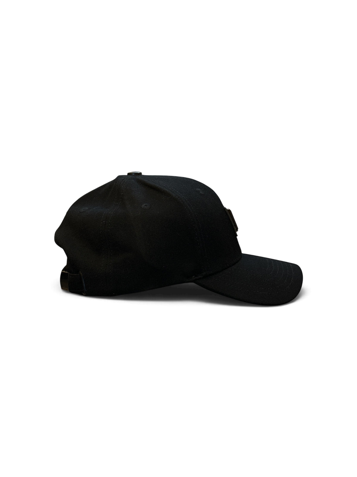 Black Rectangle-Patch Cap - side/back view
