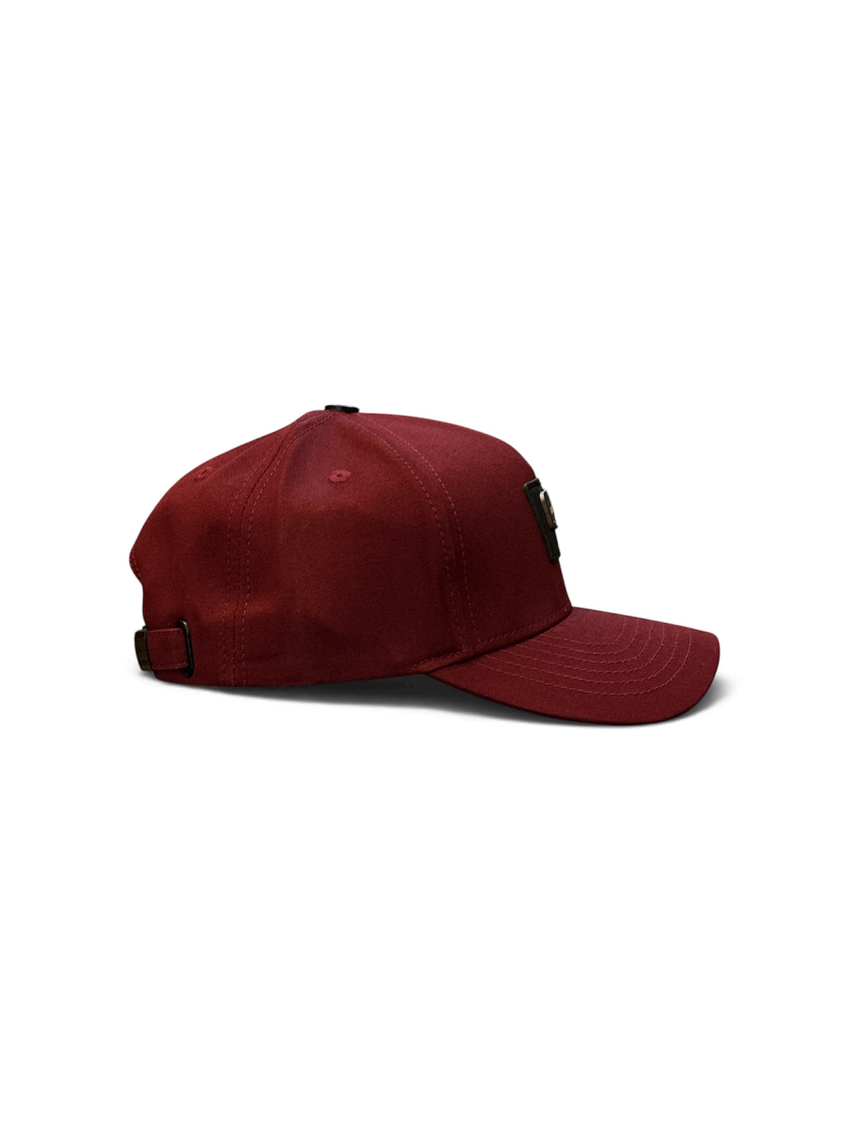 Burgundy Rectangle-Patch Cap - side/back view