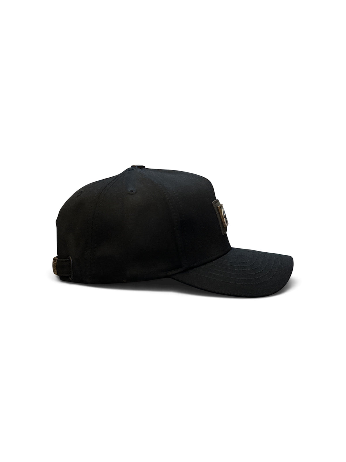 Black Metal-Plate Cap - side/back view