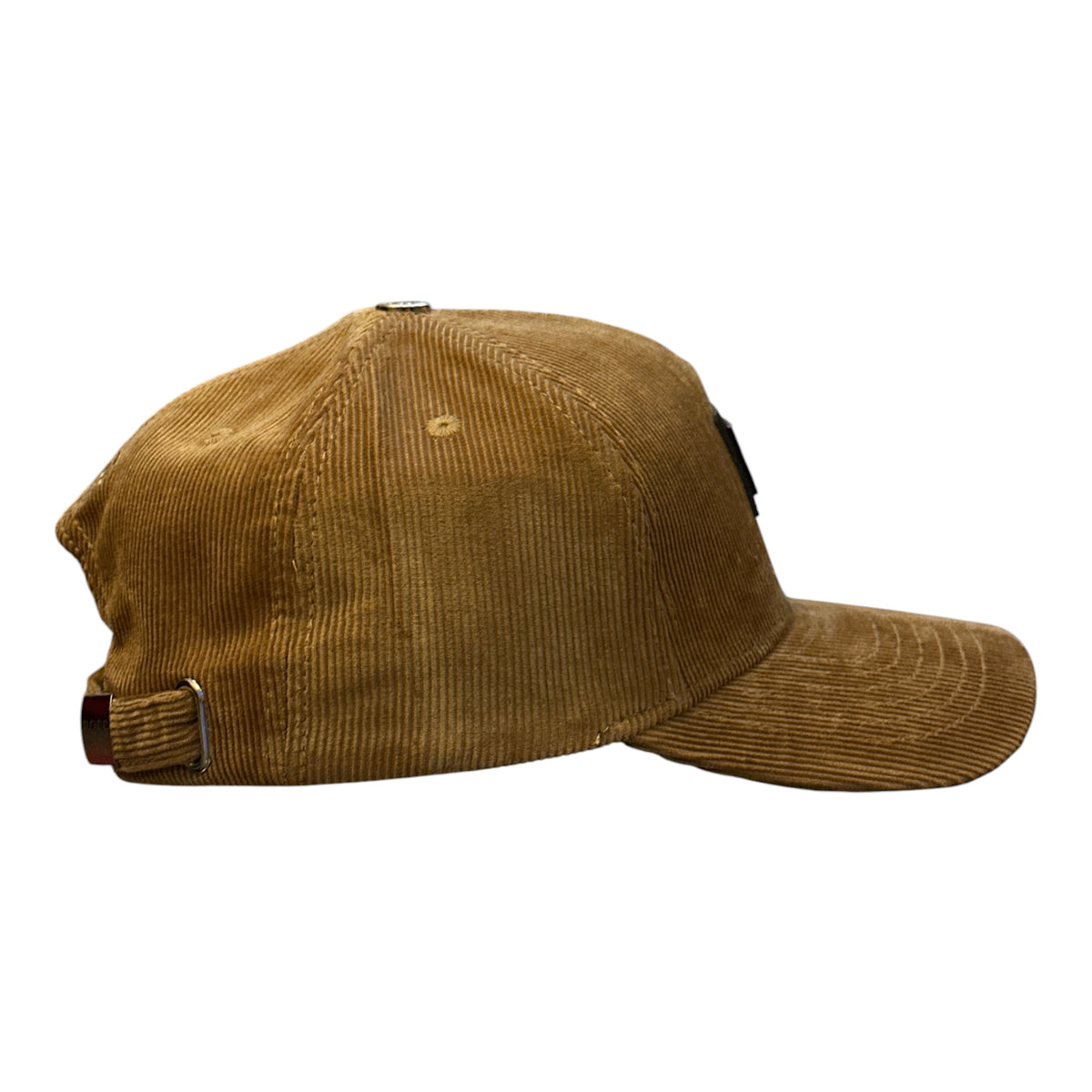 Camel Corduroy Metal-Plate Cap - side/back view