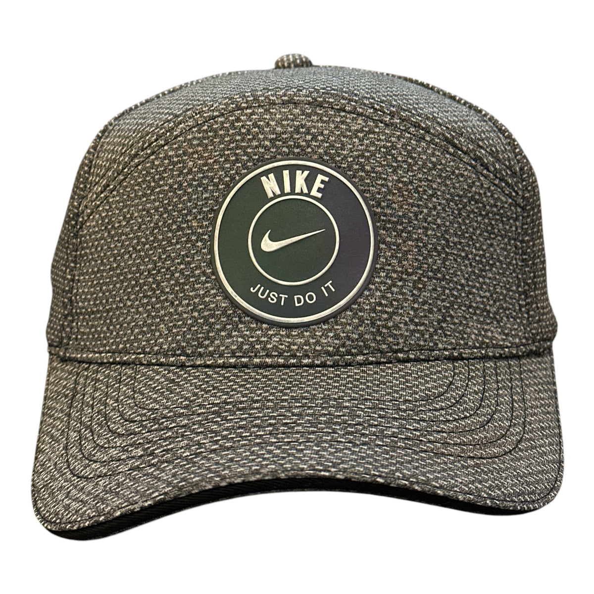 Charcoal Woven Round-Patch Cap - front