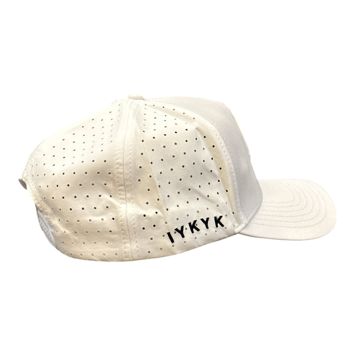 White Round-Patch Cap - side/back view